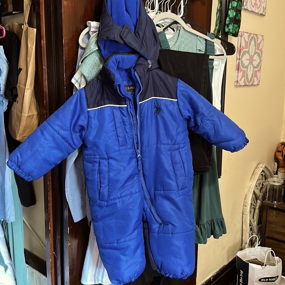 Black and blue snow suit. Size 24 months